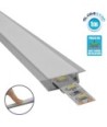 GLOBOSTAR® ALP-LINEAR RECCA 70807-1M Χωνευτό Προφίλ Αλουμινίου με Λευκό Γαλακτερό Πατητό Κάλυμμα για Ταινίες LED IP20 - Ασημί & Λευκό - Μ100 x Π2.2 x Υ0.7cm